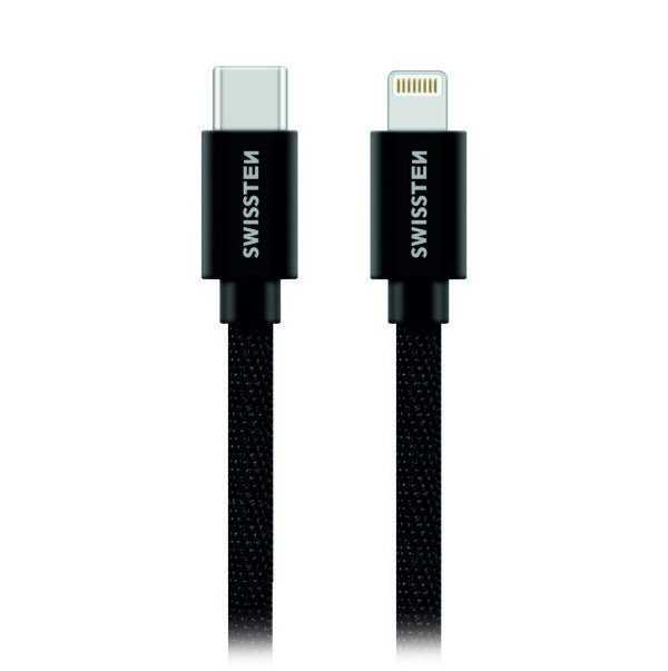 Swissten Datový Kabel Textile USB-C / Lightning Mfi 1,2 M Černý
