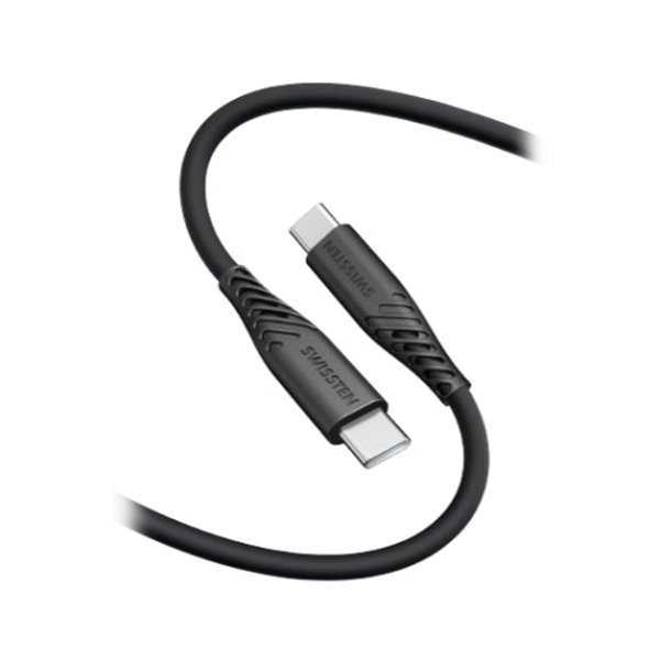 Swissten Datový kabel SOFT SILICONE USB-C / USB-C 1,5 M, PD 60 W, černý