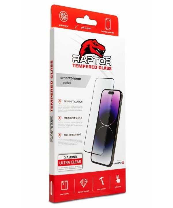 Swissten sklo RAPTOR DIAMOND ULTRA CLEAR 3D TEMPEROVANÉ APPLE IPHONE 15 černé s funkční čtečkou otisku prstů