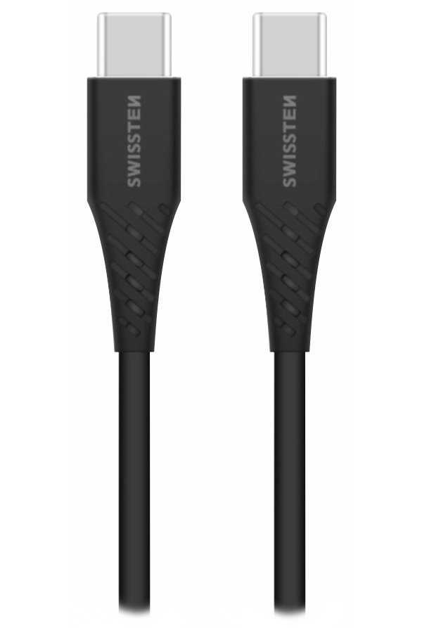 Swissten datový kabel tpe usb-c/usb-c power delivery 5a (100w) 1,5 m černý