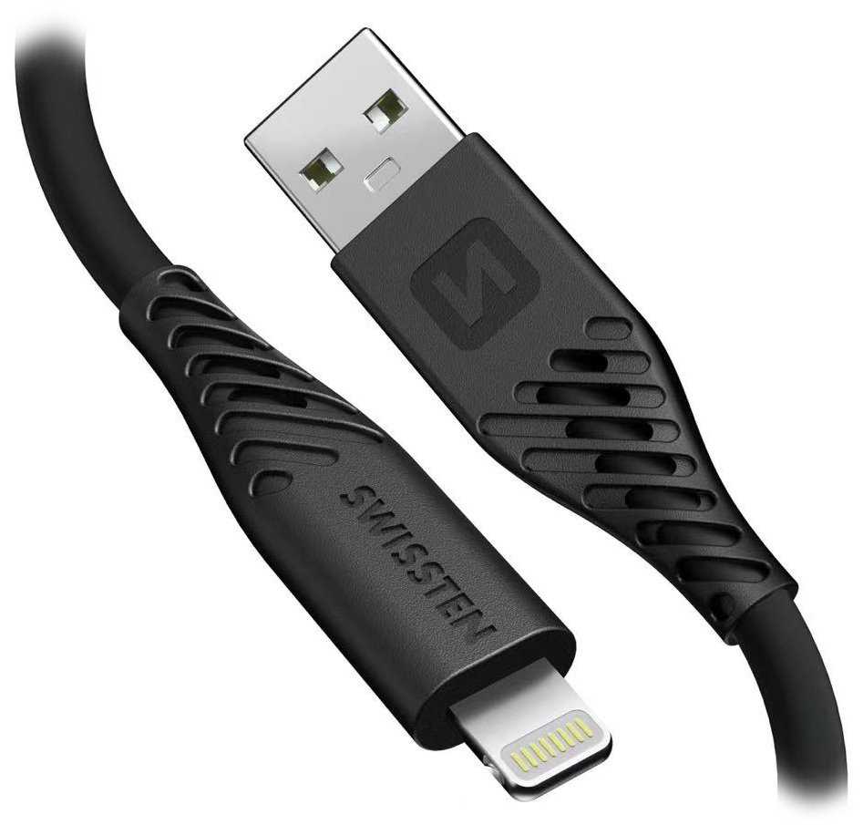 Swissten datový kabel soft silicone usb / lightning 1,5 m 60w černý