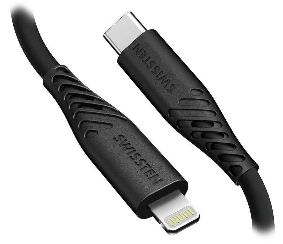 Swissten datový kabel soft silicone usb-c / lightning 1,5 m 60w černý