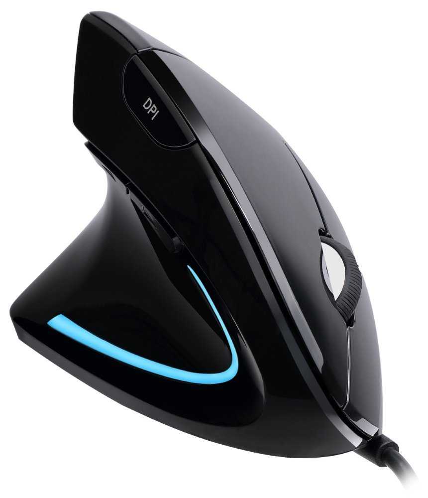 Adesso iMouse E9/ pro leváky/ drátová myš/ vertikální ergonomická/ optická/ podsvícená/ 800-2400 DPI/ USB/ černá