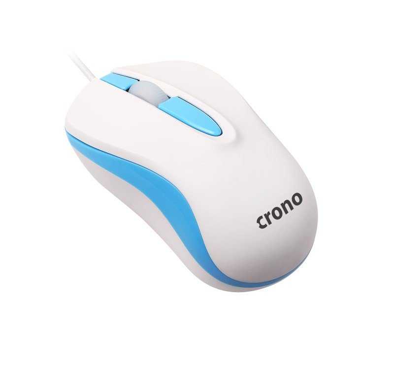 CRONO myš CM642/ optická/ drátová/ 1000 dpi/ USB/ modro-bílá