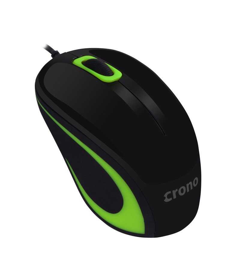 CRONO myš CM643G/ optická/ drátová/ 1000 dpi/ USB/ černo-zelená