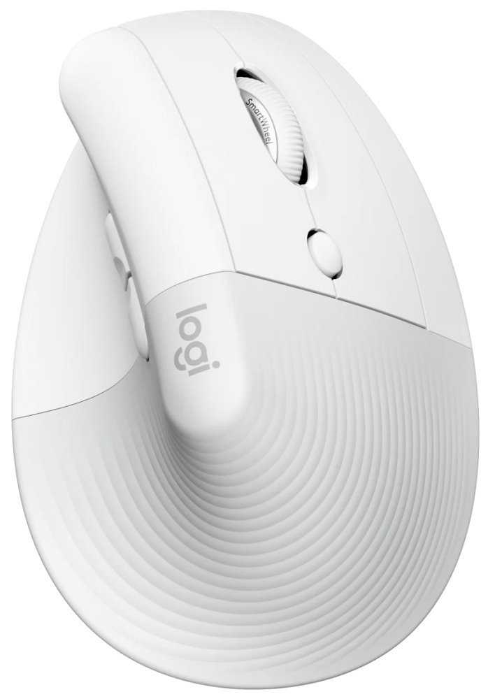 Logitech Lift Vertical Ergonomic Mouse - White   Vertikální myš, optická, 6 tlačítek, bezdrátová, Bluetooth