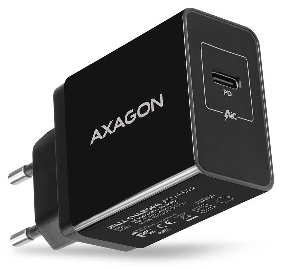 AXAGON síťová nabíječka 22W / ACU-PD22 / USB-C / PD3.0/QC3.0/AFC/FCP/Apple