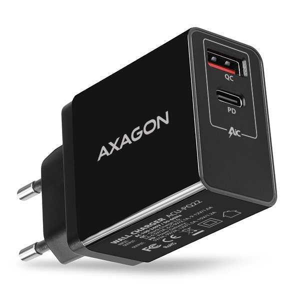 AXAGON síťová nabíječka 22W / ACU-PQ22 / USB-A / USB-C / PD3.0/QC3.0/AFC/FCP/Apple / černá