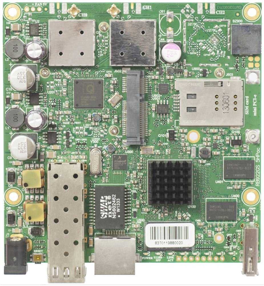 MikroTik RouterBOARD RB922UAGS-5HPacD 720 MHz, 128 MB RAM, 1x SIM, 1x LAN, 1x SFP, 1x 5GHz 802.11ac 2x MMCX, L4