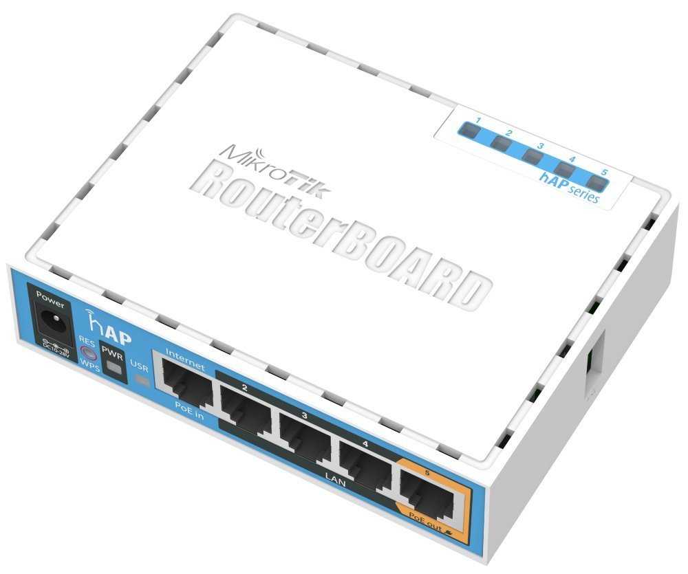 MikroTik RouterBOARD RB951Ui-2nD, hAP,CPU 650MHz, 5x LAN, 2.4Ghz 802.11b/g/n, USB, 1x PoE out,  L4