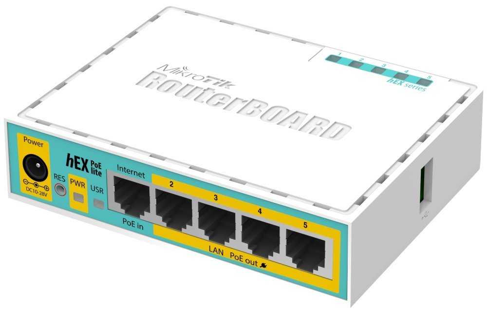 MikroTik RouterBOARD RB750UPr2 hEX PoE lite 64 MB RAM, 650 MHz, 5x LAN,1x USB, PoE vč. L4