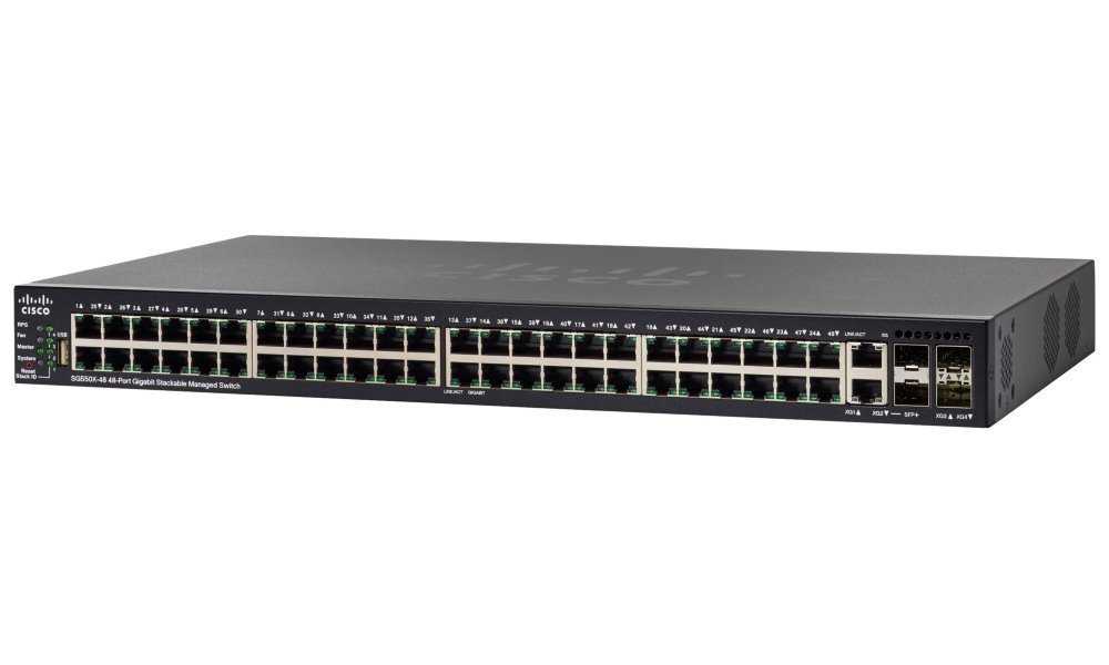 Cisco switch SG550X-48-K9-EU, 48x10G, 2x 10G SFP+, 2x 10GBase-T, stack, management