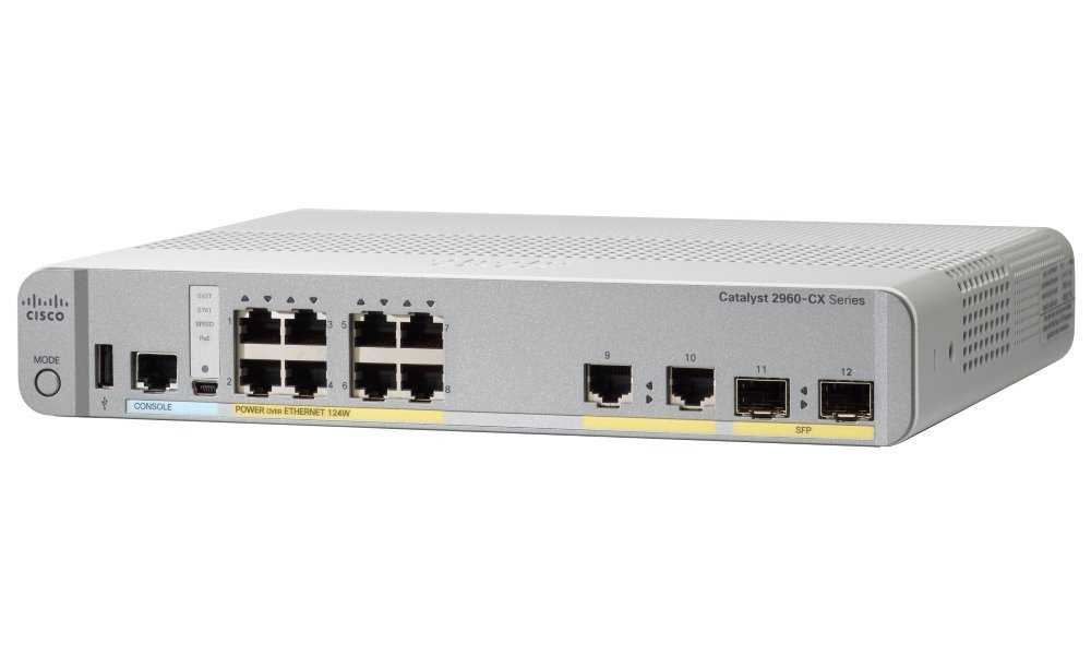 Cisco Catalyst switch WS-C2960CX-8PC-L   8 GE PoE+ 124W, 2x1G SFP, 2x1G Copper,  Lan Base