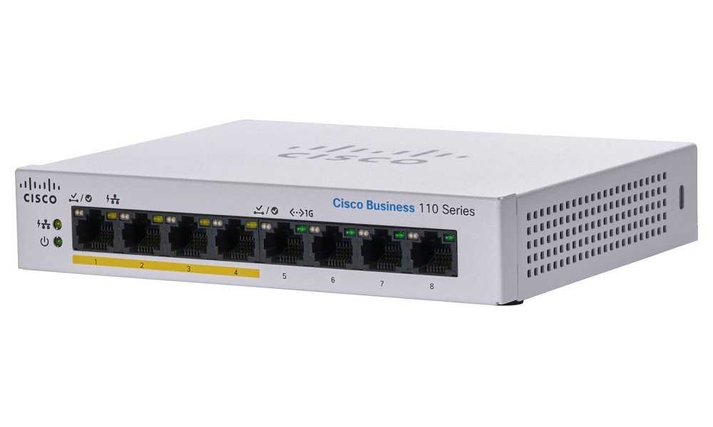 Cisco CBS110-8PP-D-EU 8-port GE Unmanaged Switch, 4x PoE, Desktop