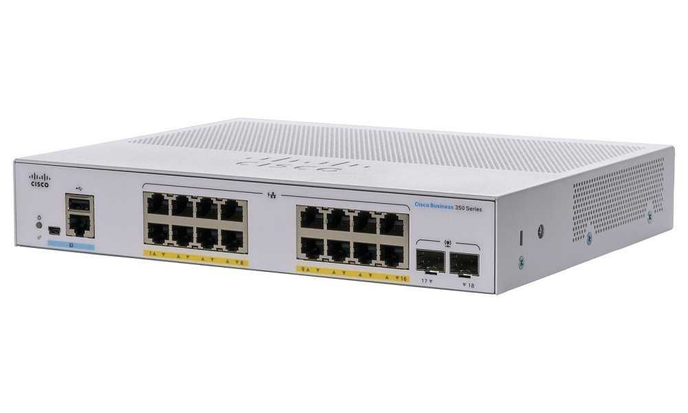 Cisco CBS350-16P-E-2G-EU 16-port GE Managed Switch, 16x GbE RJ-45, 2x 1G SFP, PoE+ 120W, Ext PS
