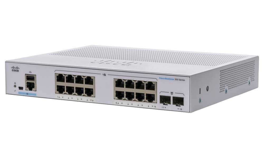 Cisco CBS350-16T-E-2G-EU 16-port GE Managed Switch, 16x GbE RJ-45, 2x 1G SFP, Ext PS