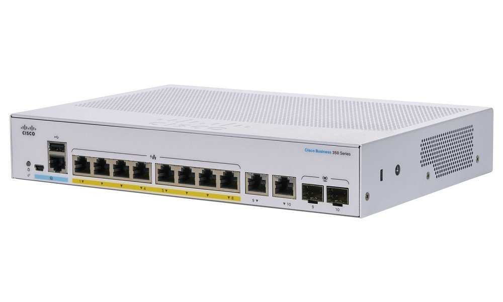 Cisco CBS350-8FP-E-2G-EU 8-port GE Managed Switch, Full PoE, 2x1G Combo, Ext PS