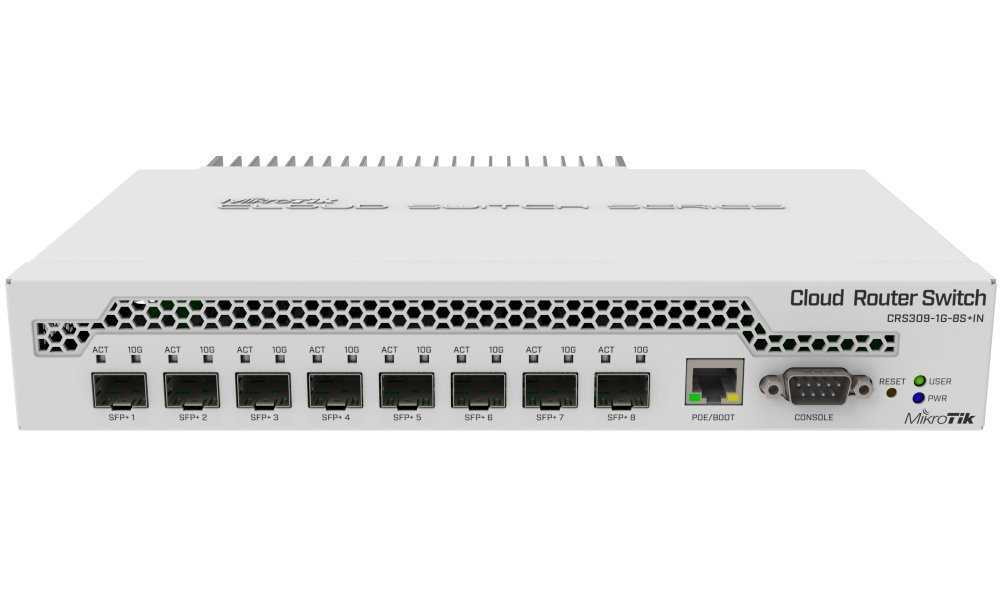MikroTik Cloud Router Switch CRS309, 8x SFP+, 1x Gbit LAN, pasivní chlazení, SwOS, ROS