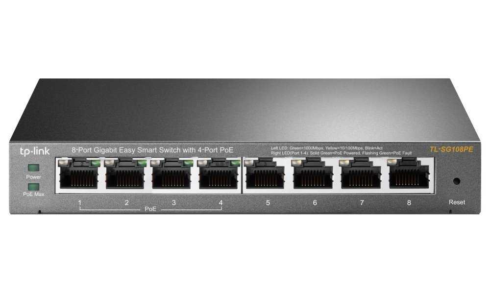 TP-Link TL-SG108PE / Easy Smart Switch / 8x 10/100/1000Mbps/ VLAN / QoS / IGMP Snooping / steel case