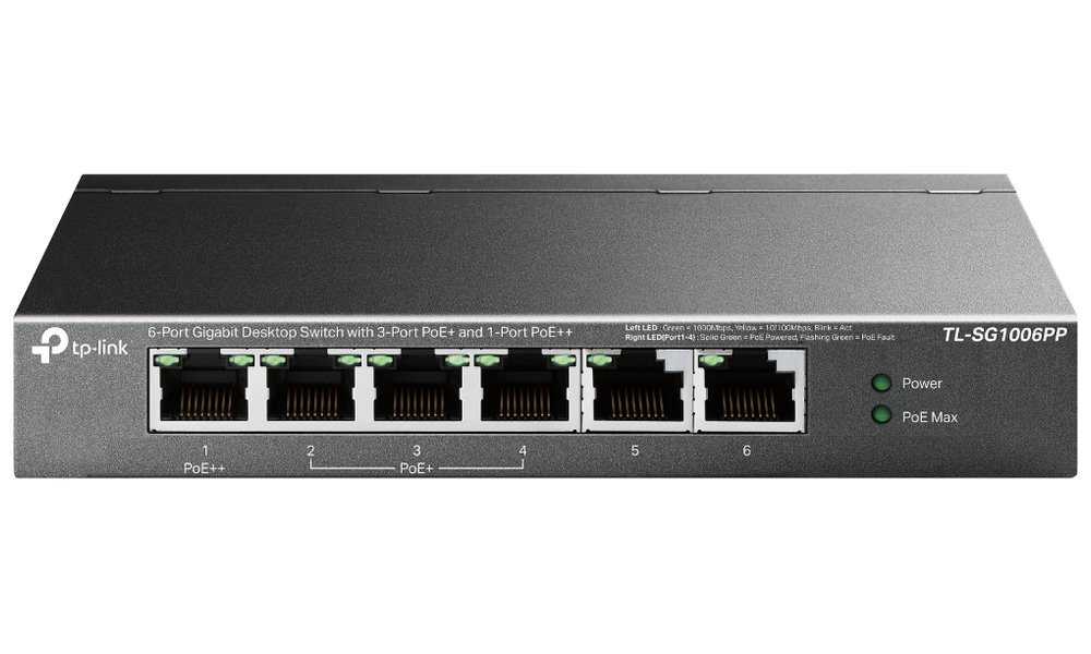 TP-Link TL-SG1006PP Switch 2x GLAN, 3x GLAN s PoE+, 1x GLAN s PoE++