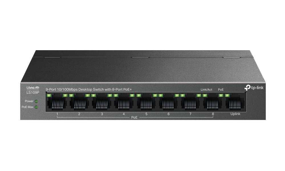 TP-Link LS109P Switch 1x LAN, 8x LAN s PoE+, 63W