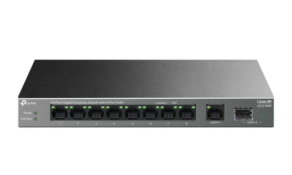 TP-Link LS1210GP Switch 1x GLAN, 8x GLAN s PoE+, 1x SFP, 61W