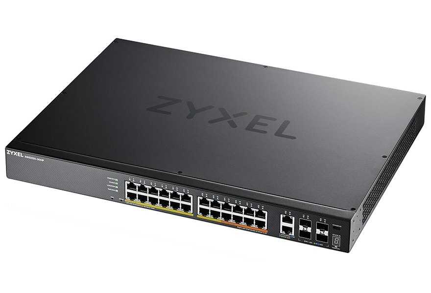 ZyXEL XGS2220-30HP, L3 Access Switch, 400W PoE, 16xPoE+/10xPoE++, 24x1G RJ45 2x10mG RJ45, 4x10G SFP+ Uplink, incl. 1 yr