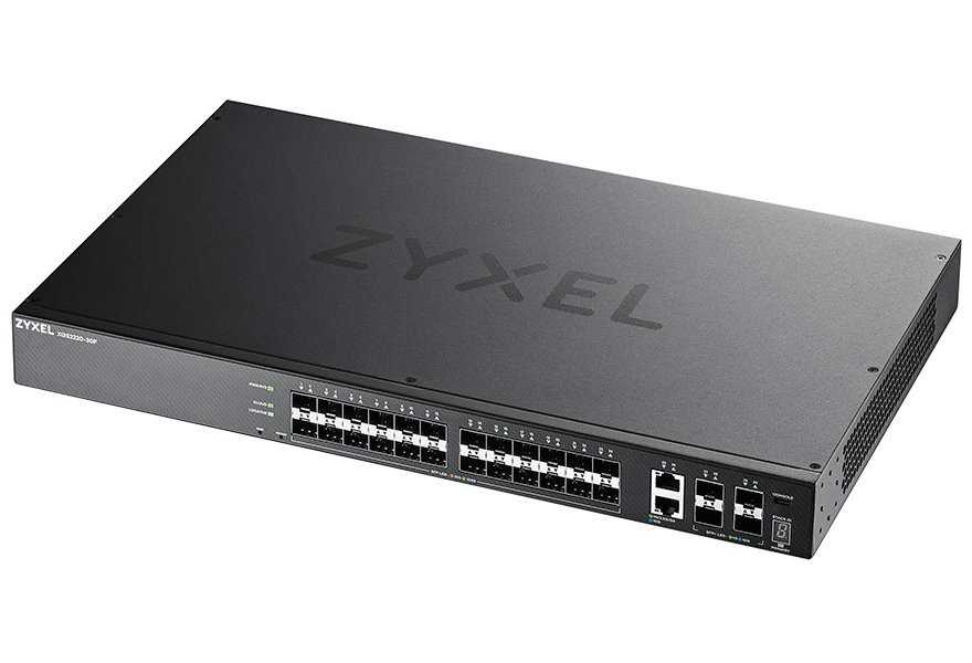 ZyXEL XGS2220-30F, L3 Access Switch, 24x1G SFP, 2x10mG RJ45, 4x10G SFP+ Uplink, incl. 1 yr NebulaFlex Pro