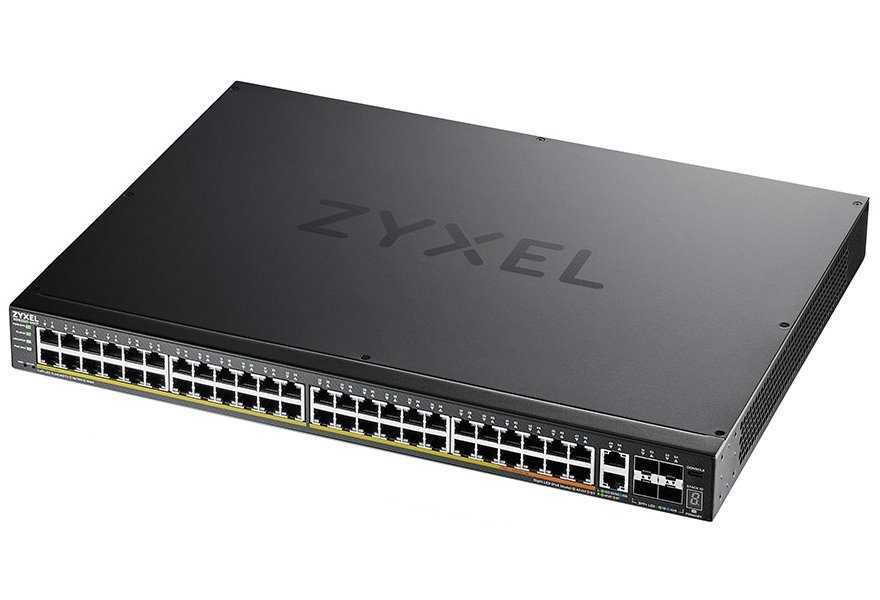 ZyXEL XGS2220-54FP, L3 Access Switch, 960W PoE, 40xPoE+/10xPoE++, 48x1G RJ45 2x10mG RJ45, 4x10G SFP+ Uplink, incl. 1 yr