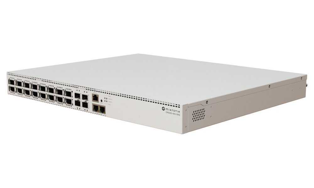 MikroTik Cloud Switch CRS520-4XS-16XQ-RM, 4x 2GHz CPU, 4GB RAM, 2x 10 GbE, 16x QSFP28, 4x SFP28, 2x PSU, L5