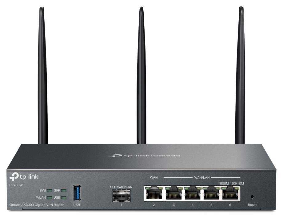 TP-Link ER706W VPN Router WiFi 6, 1x GWAN + 4x GWAN/LAN + 1x GWAN/LAN SFP, USB,  Omada SDN