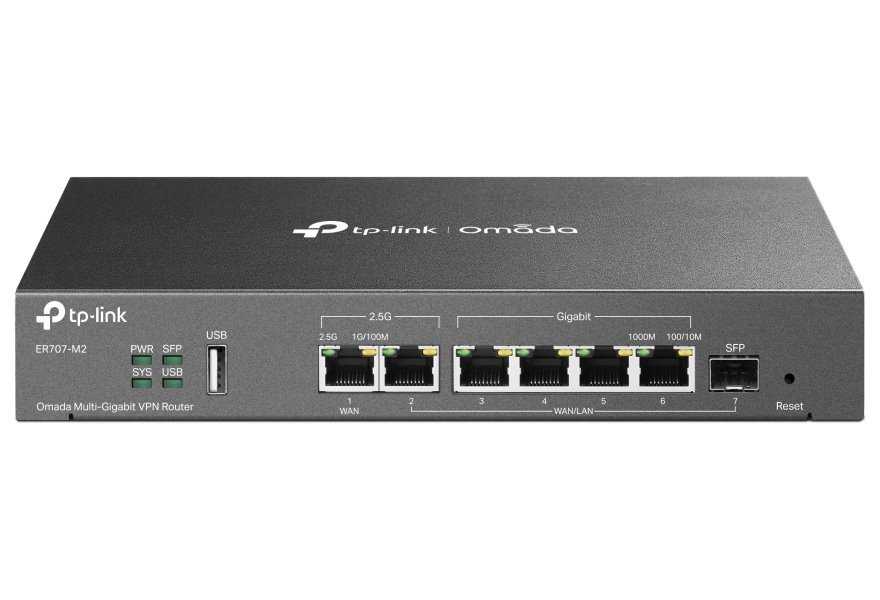 TP-Link ER707-M2 VPN Router 4x GWAN/Lan, 2x 2.5GWan/Lan, 1x SFP GWAN/LAN, 1x USB, Omada SDN