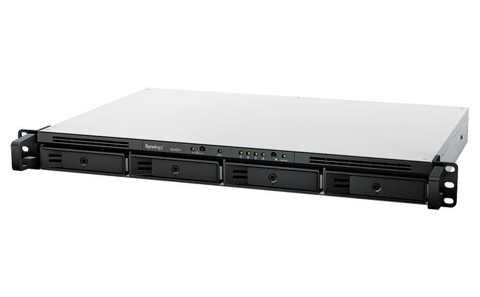 Synology RS422+   1U, 4x SATA, 2GB RAM, 1x USB 3.0, 2x GbE, 1x PCIe