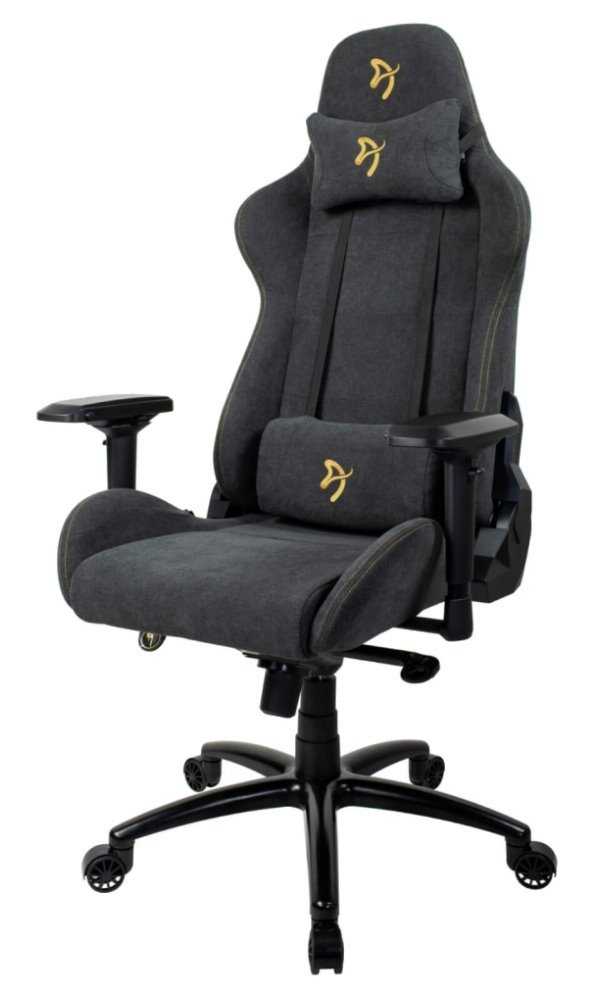 AROZZI herní židle VERONA Signature Soft Fabric/ látkový povrch/ černá/ zlaté logo