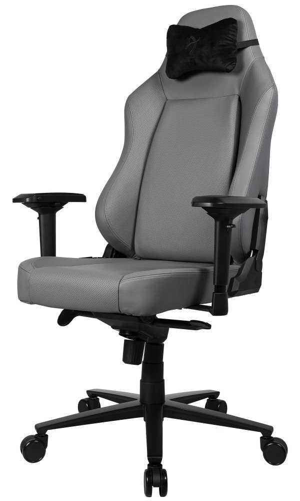 AROZZI herní židle PRIMO Full Premium Leather Anthracite/ 100% přírodní italská kůže/ světle šedá
