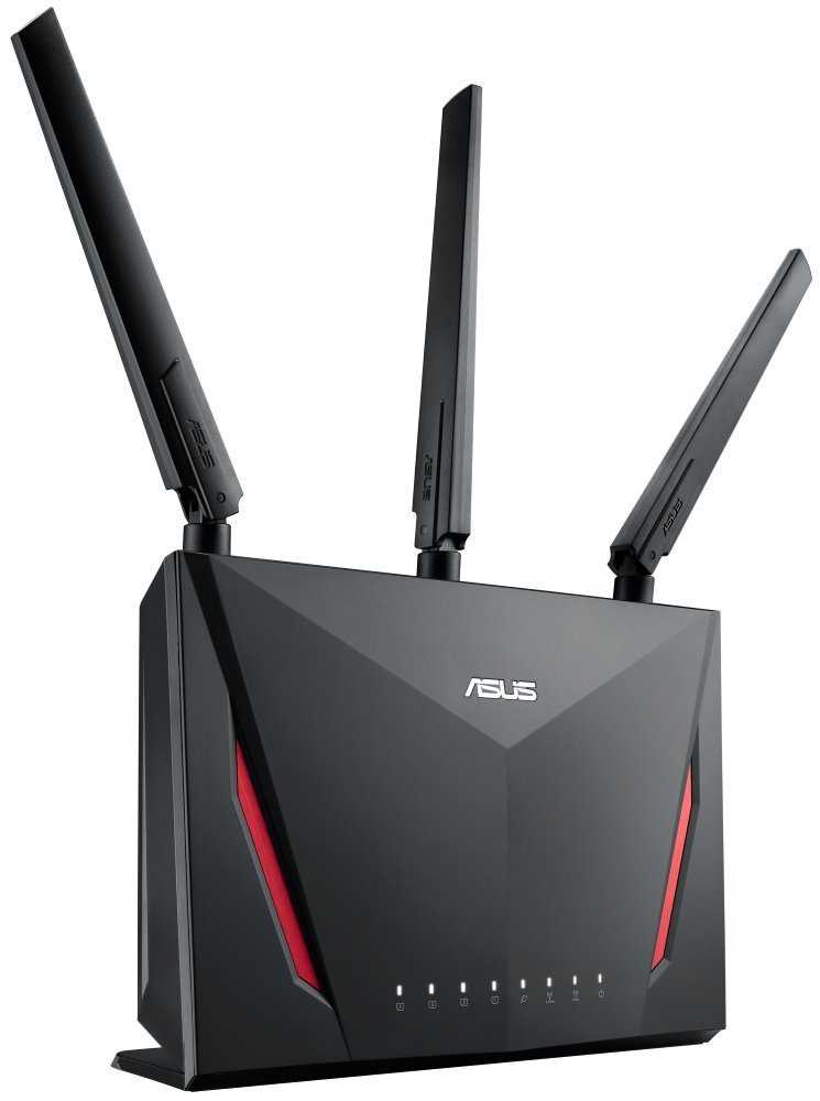 ASUS router RT-AC86U/ 802.11a/b/g/n/ac/ Gigabit Dual-band Wireless/ 1x Dual WAN/ 4x LAN/ 1x USB3.0/ 1x USB2.0, 1x anténa