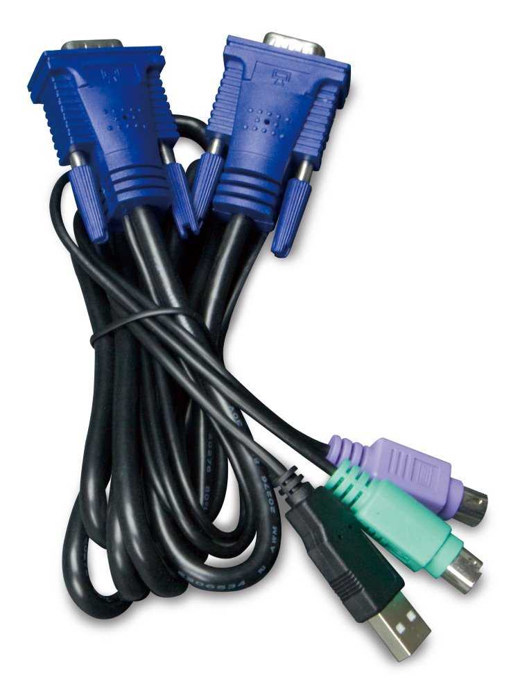 Planet KVM-KC1-3m KB/Video/Mouse kabel s USB pro KVM řady 210, integrovaný převodník USB-PS/2