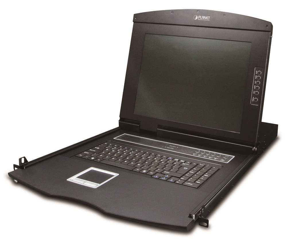 Planet IKVM-210-08M, KVM konzole s IP přístupem, LCD 17", ovládání 8x PC, PS2/USB, 1U/19"