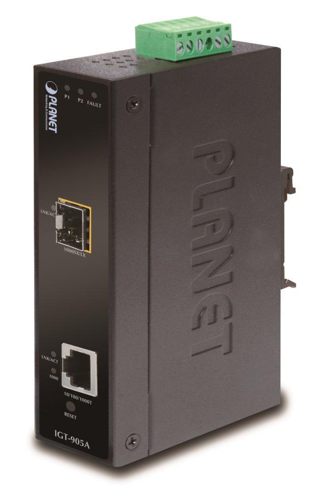 Planet IGT-905A průsmyslový smart konvertor 1x 1000Base-T,1x SFP port, Web, SNMP, VLAN, shaper, filter