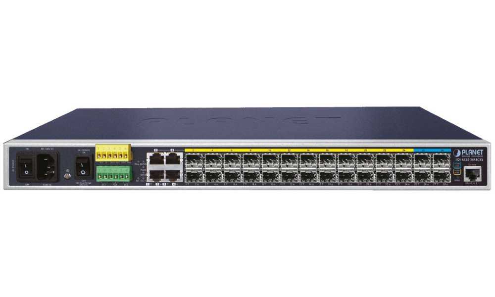 Planet IGS-6325-20S4C4X průmyslový L3 switch, 4x1Gb, 10x1Gb + 4x2.5Gb SFP, 4x10Gb SFP+, 48-56VDC,-40~75°C, IP30, fanless