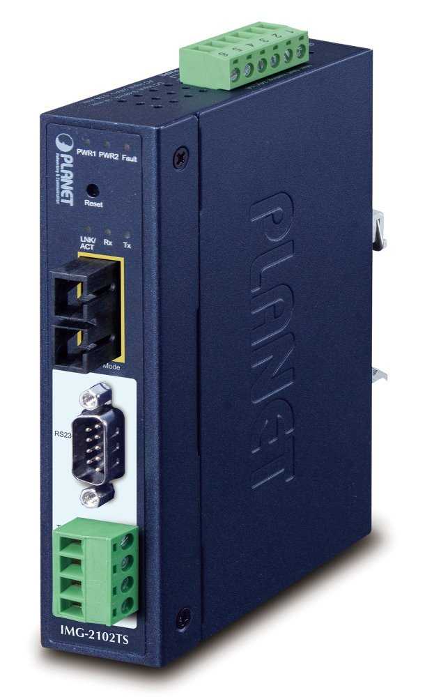 Planet MODBUS průmyslová brána RS-232/422/485 na IP, 1x COM, 100Base-FX SC SM 30km, RTU/ACSII, -40až+75°C, 9-48VDC,IP30