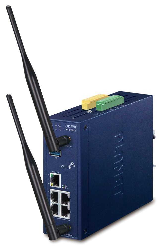 Planet IAP-1800AX Průmyslový WiFi AP dual 2,4/5GHz, 802.11ax 1800Mbps, VLAN, IP30, -40až+75st, 9-54VDC