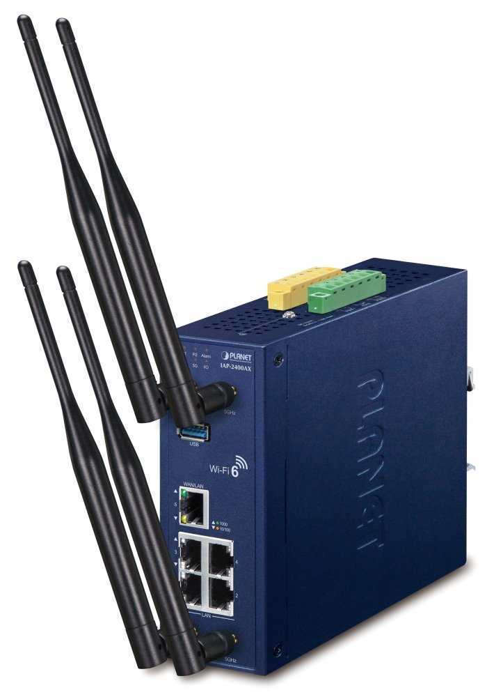 Planet IAP-2400AX Průmyslový Wi-Fi AP 5GHz, 802.11ax 2400Mbps, VLAN, IP30, -40až+75st, 9-54VDC