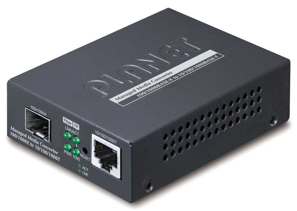 Planet GT-915A konvertor 10/100/1000 Base-T / miniGBIC SFP, Web mng., OAM, SNMP, LFP/LLCF