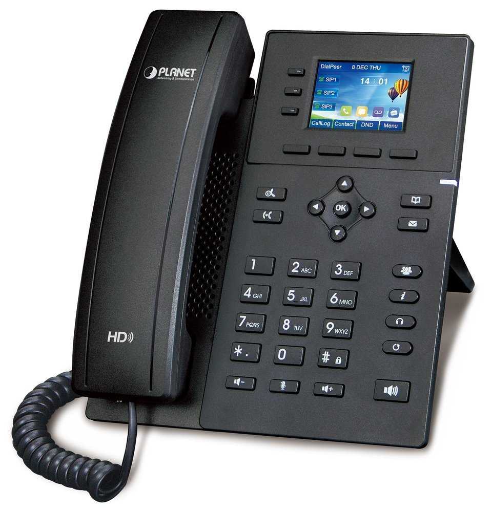 Planet VIP-1140PT VoIP telefon, HD audio G.722/Opus, barevný 2,4" LCD, Auto Provision, Dual 100Mb LAN, PoE, CZ menu