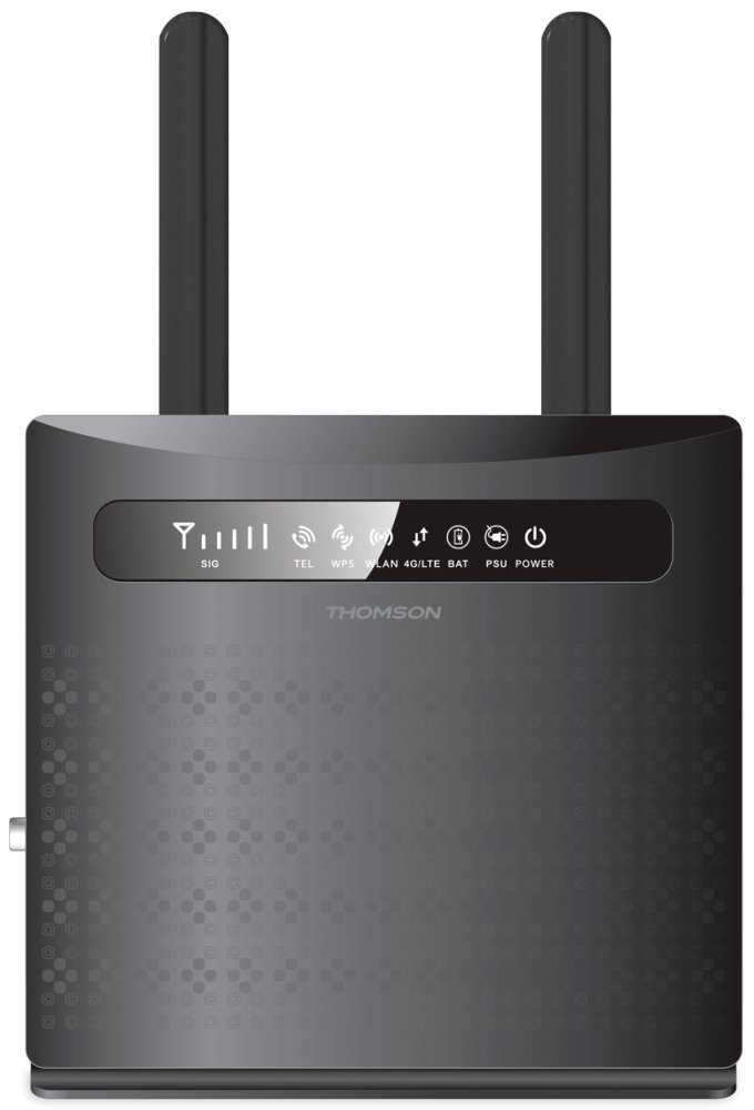 THOMSON 4G LTE router TH4G 300/ Wi-Fi standard 802.11 b/g/n/ 300 Mbit/s/ 2,4GHz/ 4x LAN (1x WAN)/ USB/ SIM slot/ černý