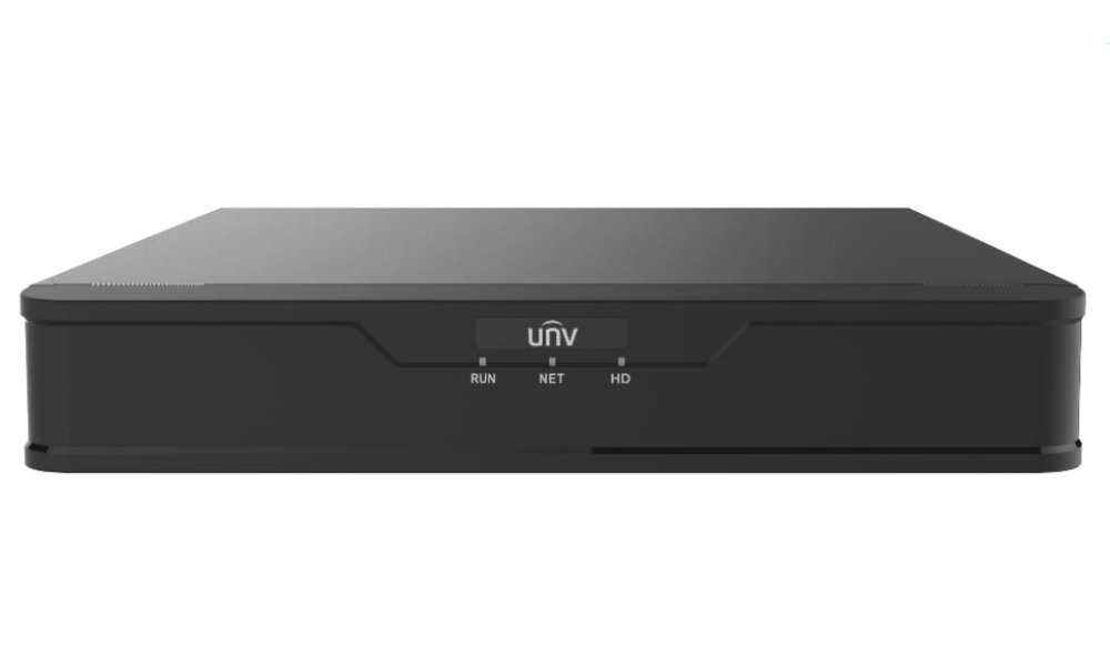 UNV NVR 4 kanály, H.265, 1x HDD, 8Mpix, 4K UHD, 64Mbps, 1x 10/100Mbps, HDMI + VGA, 2.0 USB, audio out, napájení 12V DC