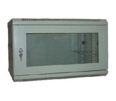 XtendLan 6U/600x450, na zeď, jednodílný, rozložený, skleněné dveře, šedý