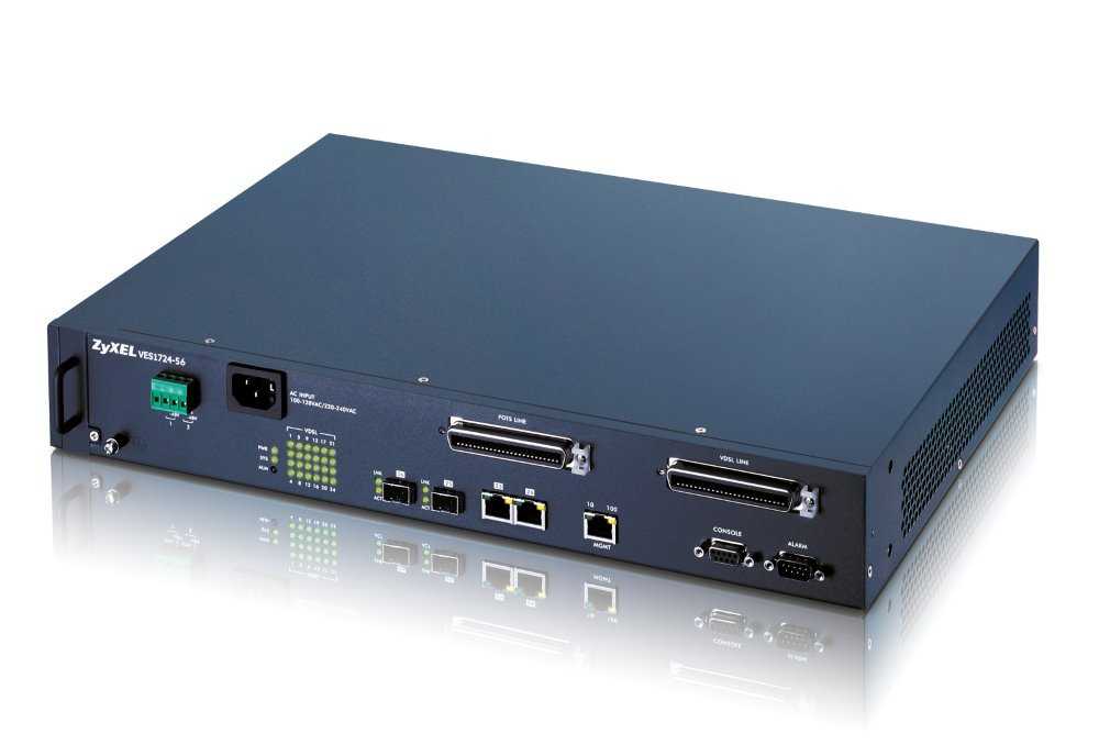 ZyXEL VES1724-56, 24-port VDSL2 Switch, 100Mbps / 100Mbps over phone cable, AC input, AnnexA, Slave device P-870HN-51b