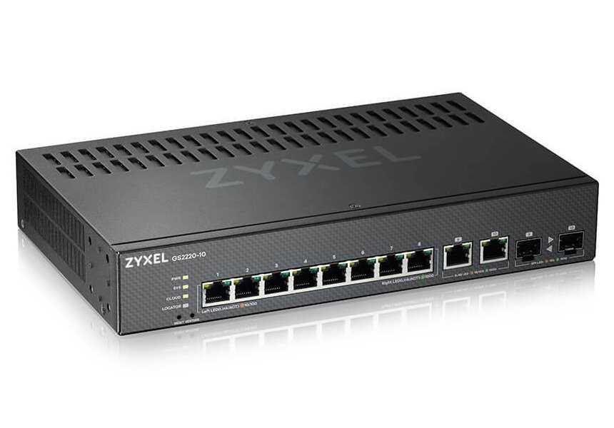 ZyXEL GS2220-10 8-port GbE L2 switch, GbE Uplink, NCC Pro pack licence na 1 rok